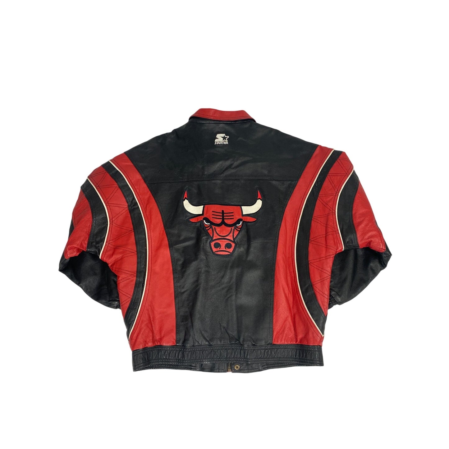 Veste en cuir Chicago Bulls Starter Noir/Rouge NBA