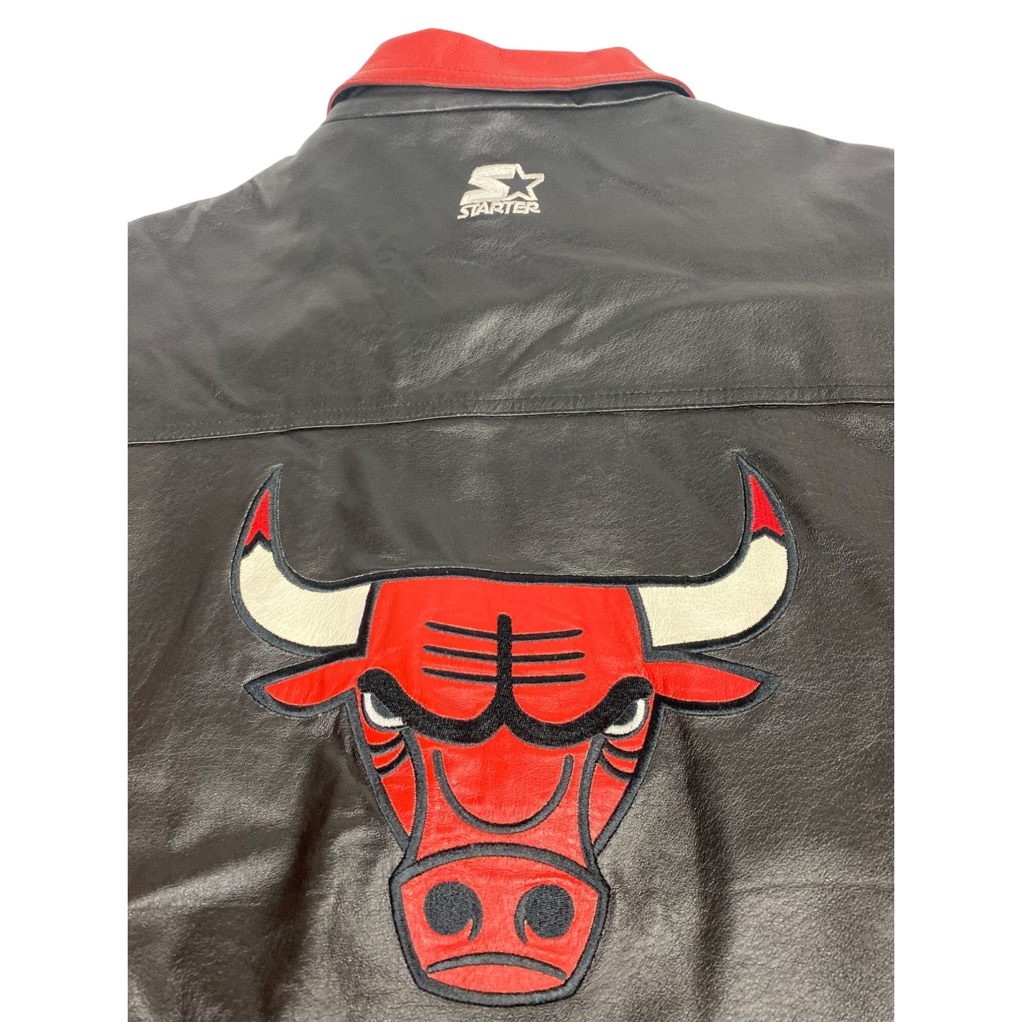 Veste en cuir Chicago Bulls Starter Noir/Rouge NBA