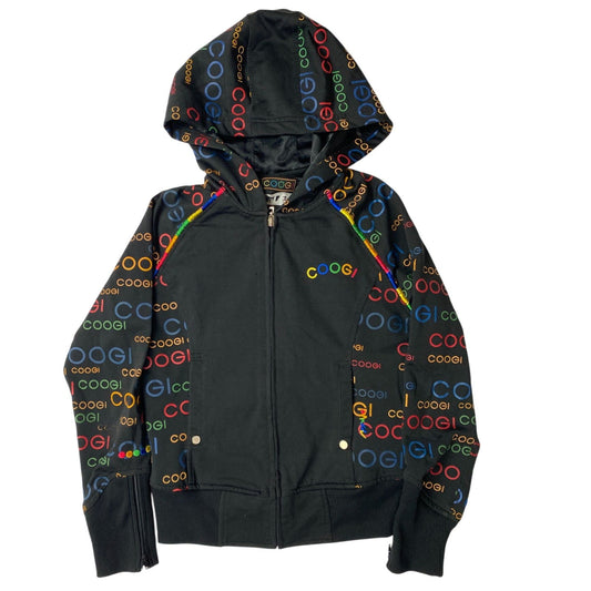 Sweat à capuche zippé noir à imprimé logo multicolore Coogi