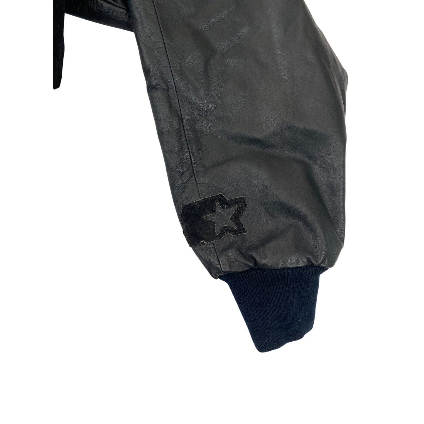 Blouson aviateur vintage Detroit Pistons Starter L en satin noir et cuir pour homme