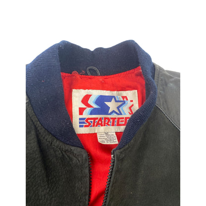 vintage Starter Chicago Bulls Cuir &Laine Varsity Jacket Taille M