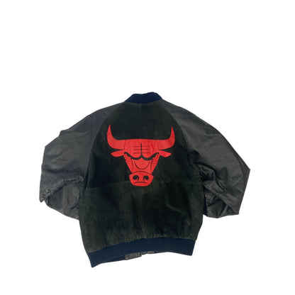 vintage Starter Chicago Bulls Cuir &Laine Varsity Jacket Taille M