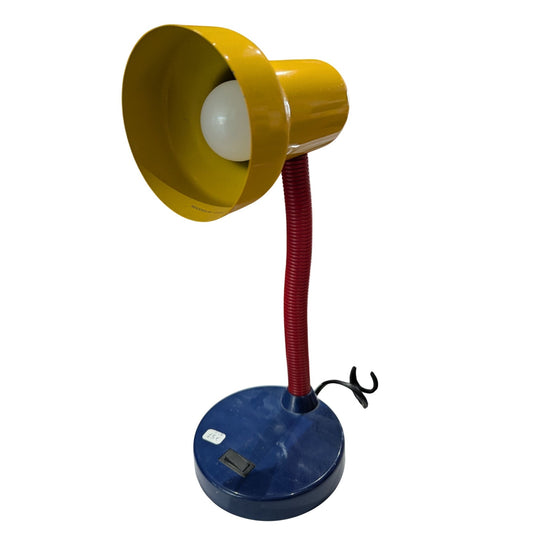 Lampe de bureau réglable vintage du milieu du siècle en métal jaune et bleu
