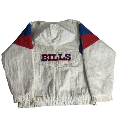 Buffalo Bills NFL Starter Jacket Hooded White Red Blue L