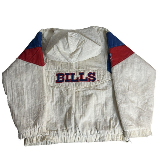 Buffalo Bills NFL Starter Jacket Hooded White Red Blue L