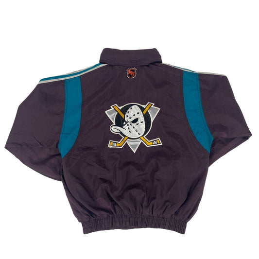 Survêtement vintage en nylon pour homme, sous licence NHL, avec manches rayées et poignets élastiques