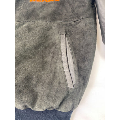 Blouson aviateur en daim et cuir Starter des Chicago Bears pour homme, taille L