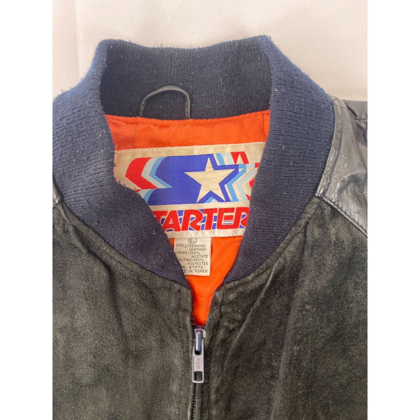 Blouson aviateur en daim et cuir Starter des Chicago Bears pour homme, taille L