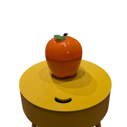 Boîte à glaçons vintage en plastique orange en forme de pomme (20 cm de haut x 14 cm de diamètre)