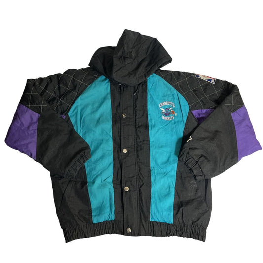 Veste NBA à capuche vintage en nylon Charlotte Hornets L