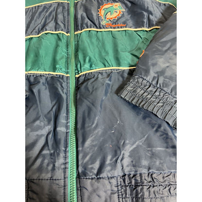 vintage Miami Dolphins Veste à capuche M Taille Nylon & Polyester Marine/Vert avec logo brodé
