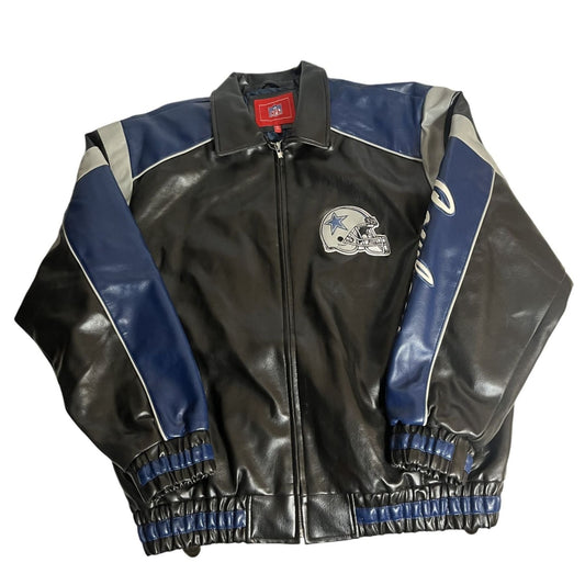 Dallas Cowboys NFL Leather Jacket Black Blue L