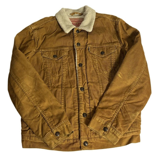 Veste Levi's en velours côtelé doublée sherpa pour homme, couleur fauve moyen