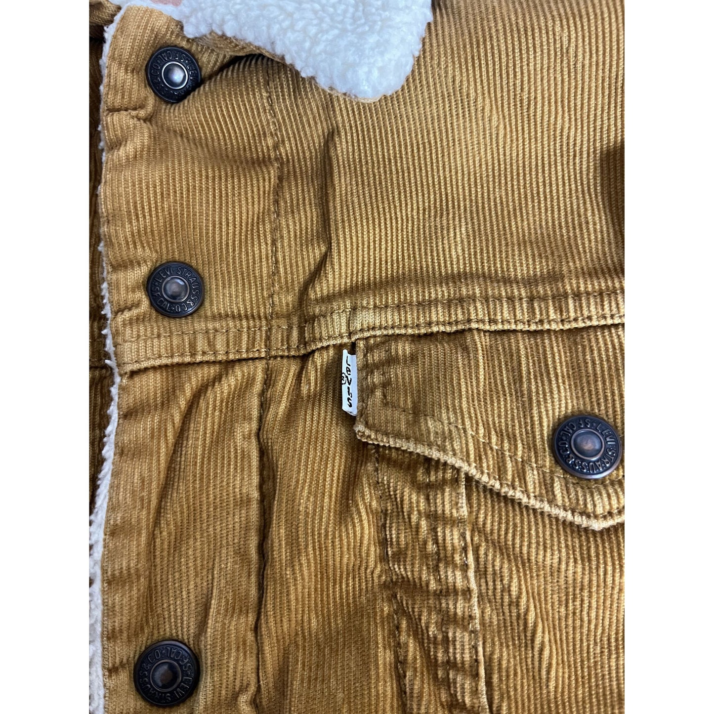 Veste Levi's en velours côtelé doublée sherpa pour homme, couleur fauve moyen