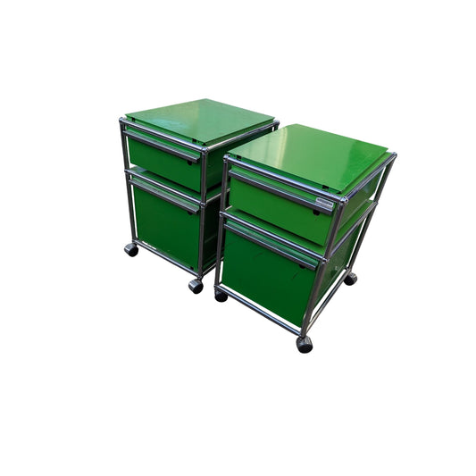 Caisson Mobile USM Vert Avec Tiroirs & Roulettes
