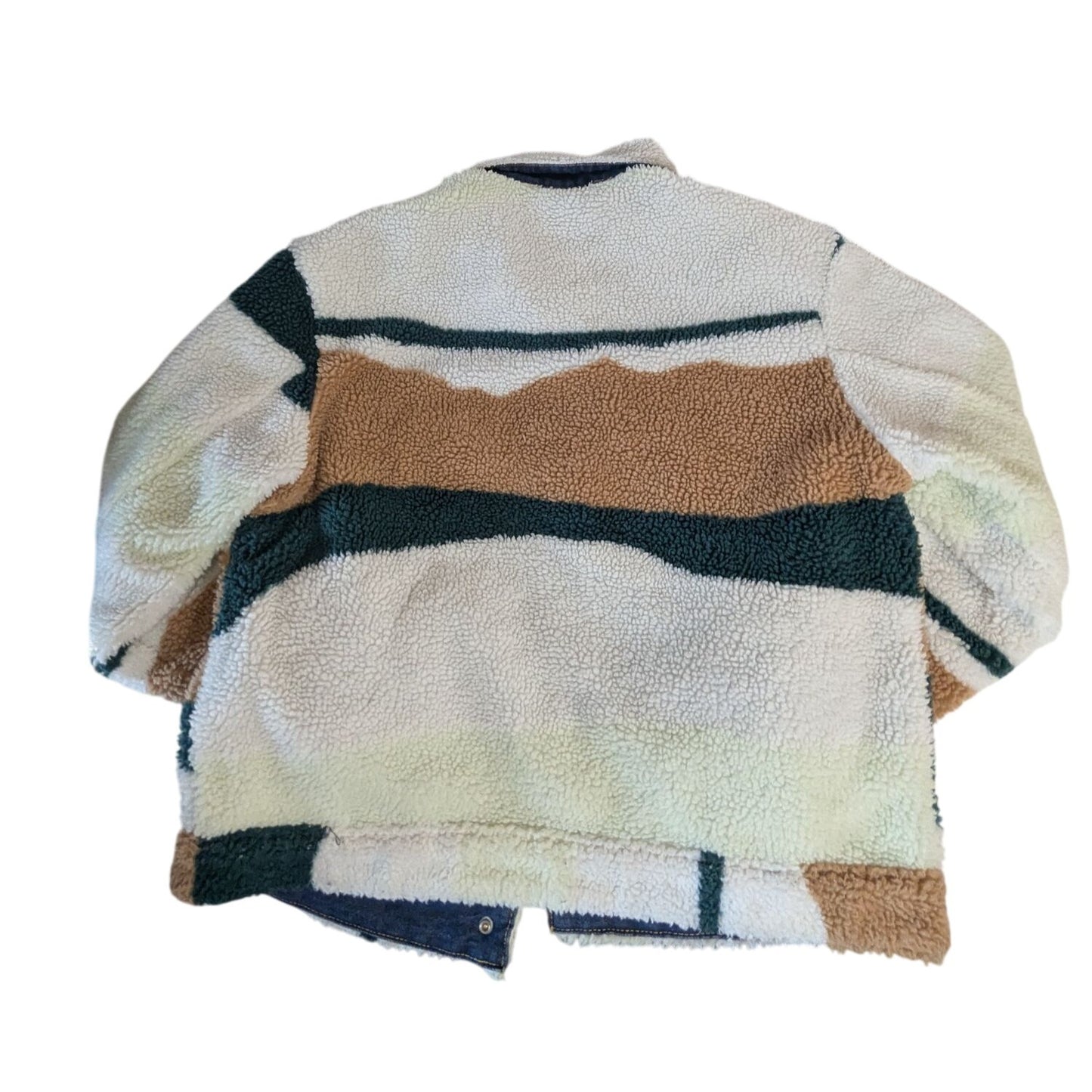 Veste réversible en denim et sherpa avec motif colorblock