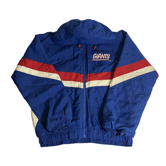 Veste coupe-vent bleu vintage Giants Starter avec capuche et poignets élastiques