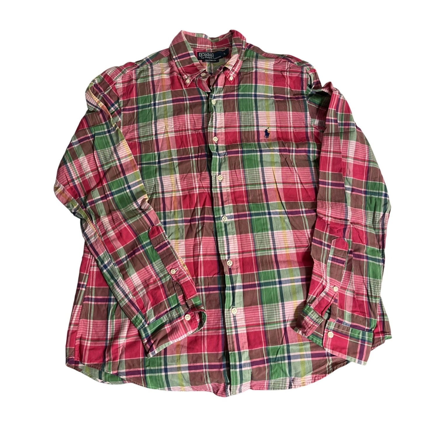 Polo Ralph Lauren Chemise Homme À Carreaux Rouge & Vert Custom Fit Taille L