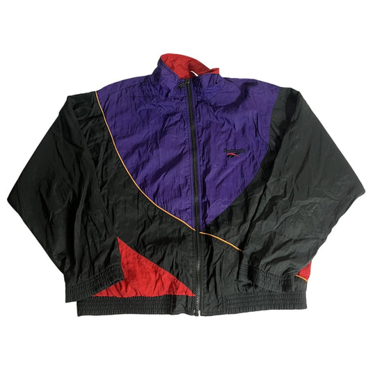 Veste coupe-vent Reebok Colorblock vintage violet rouge noir taille L