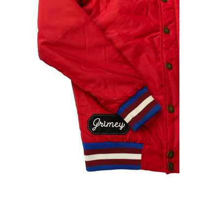 Blouson aviateur rouge avec logo tigre brodé et patch