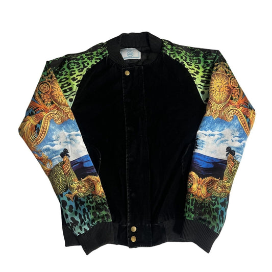 Blouson aviateur Versace X H&M imprimé baroque et léopard noir/multicolore