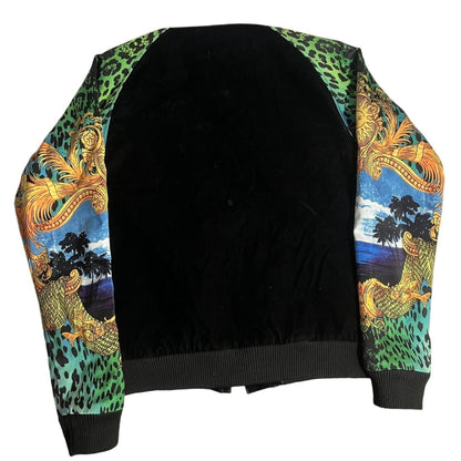 Blouson aviateur Versace X H&M imprimé baroque et léopard noir/multicolore