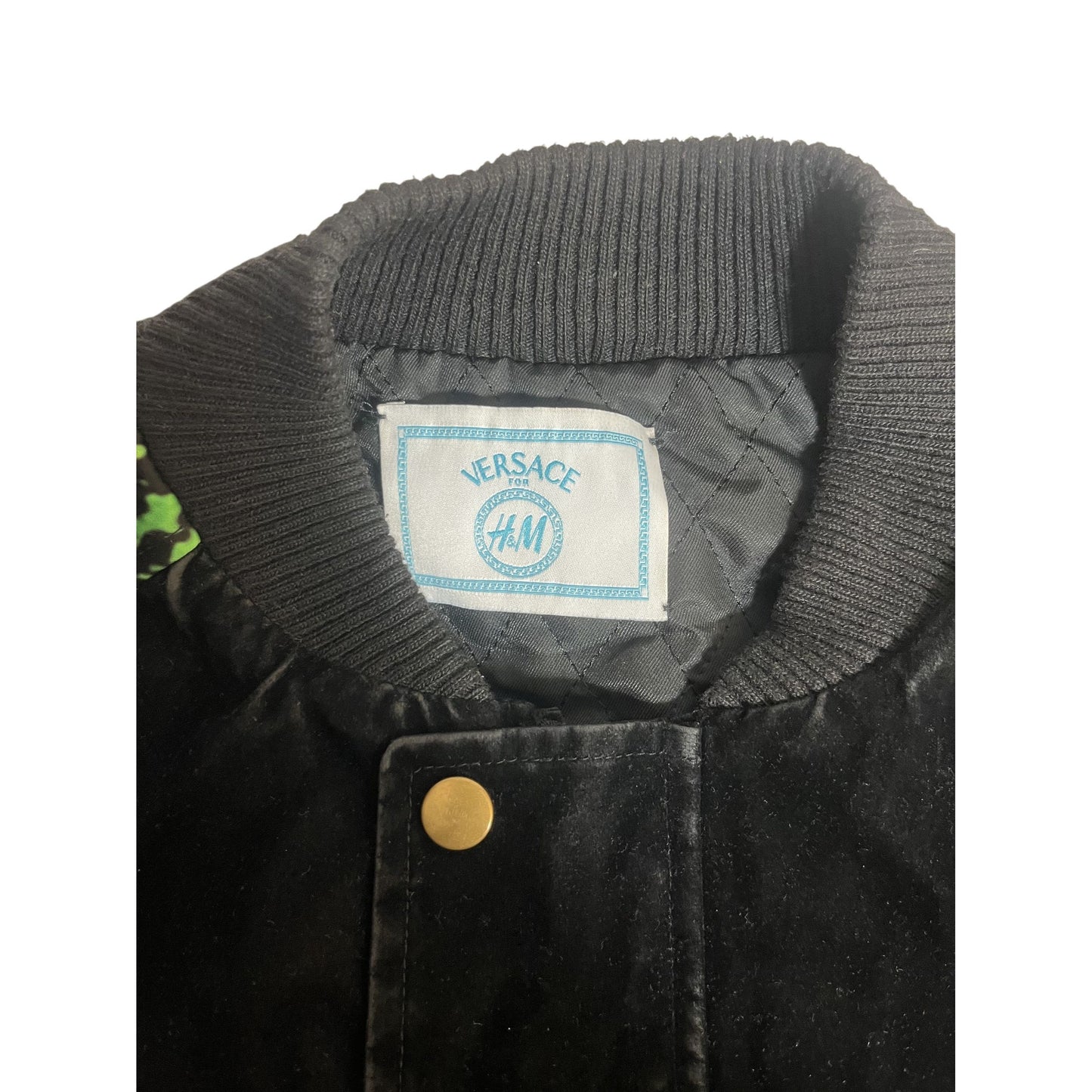 Blouson aviateur Versace X H&M imprimé baroque et léopard noir/multicolore