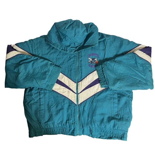 Charlotte Hornets vintage Fans Gear Jacket XO Violet bleu années 90 NBA Rétro