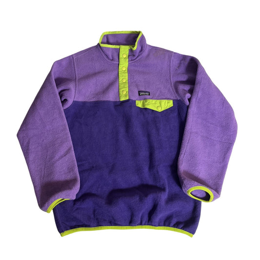 Pull polaire Patagonia Synchilla violet et citron vert Snap-T XS