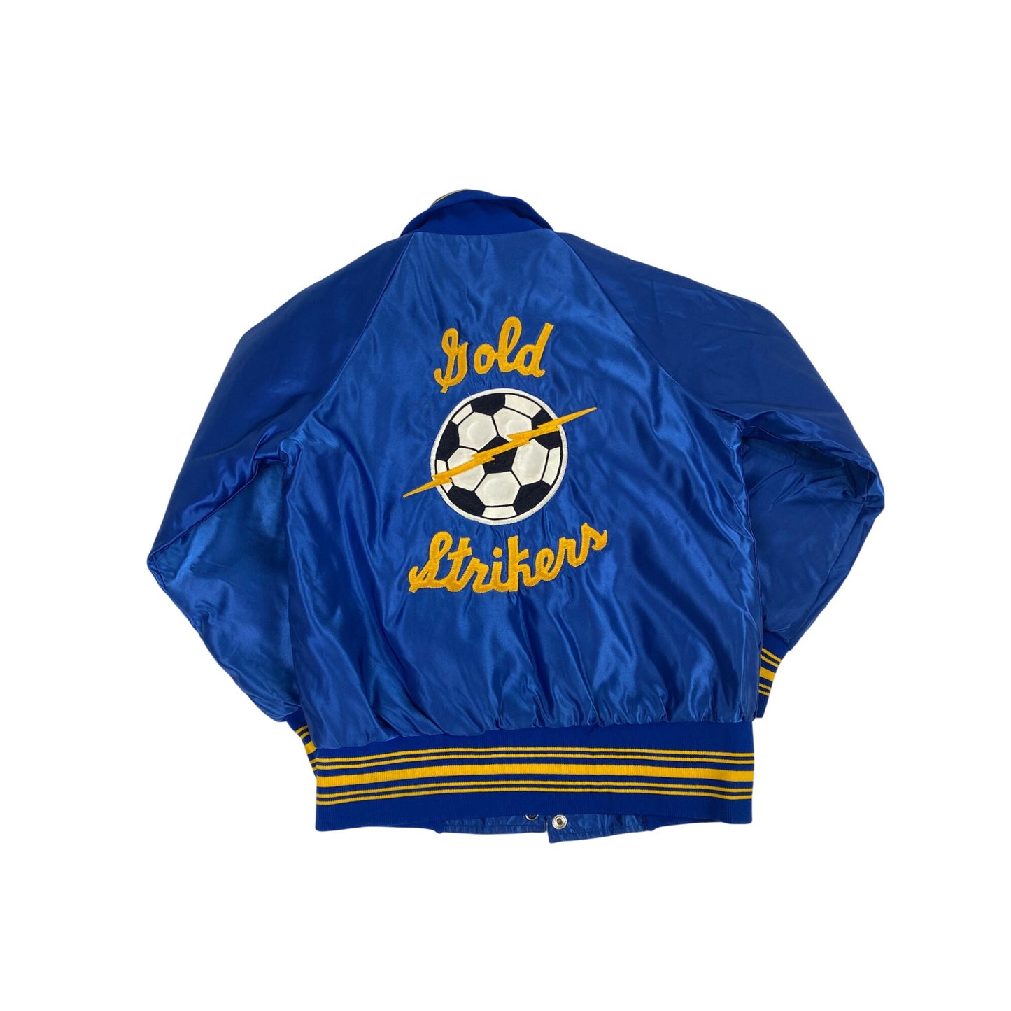 Blouson aviateur satiné Gold Strikers XL bleu et jaune Chris O Homme Large
