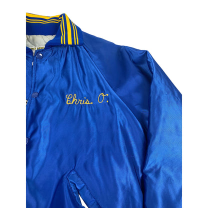 Blouson aviateur satiné Gold Strikers XL bleu et jaune Chris O Homme Large