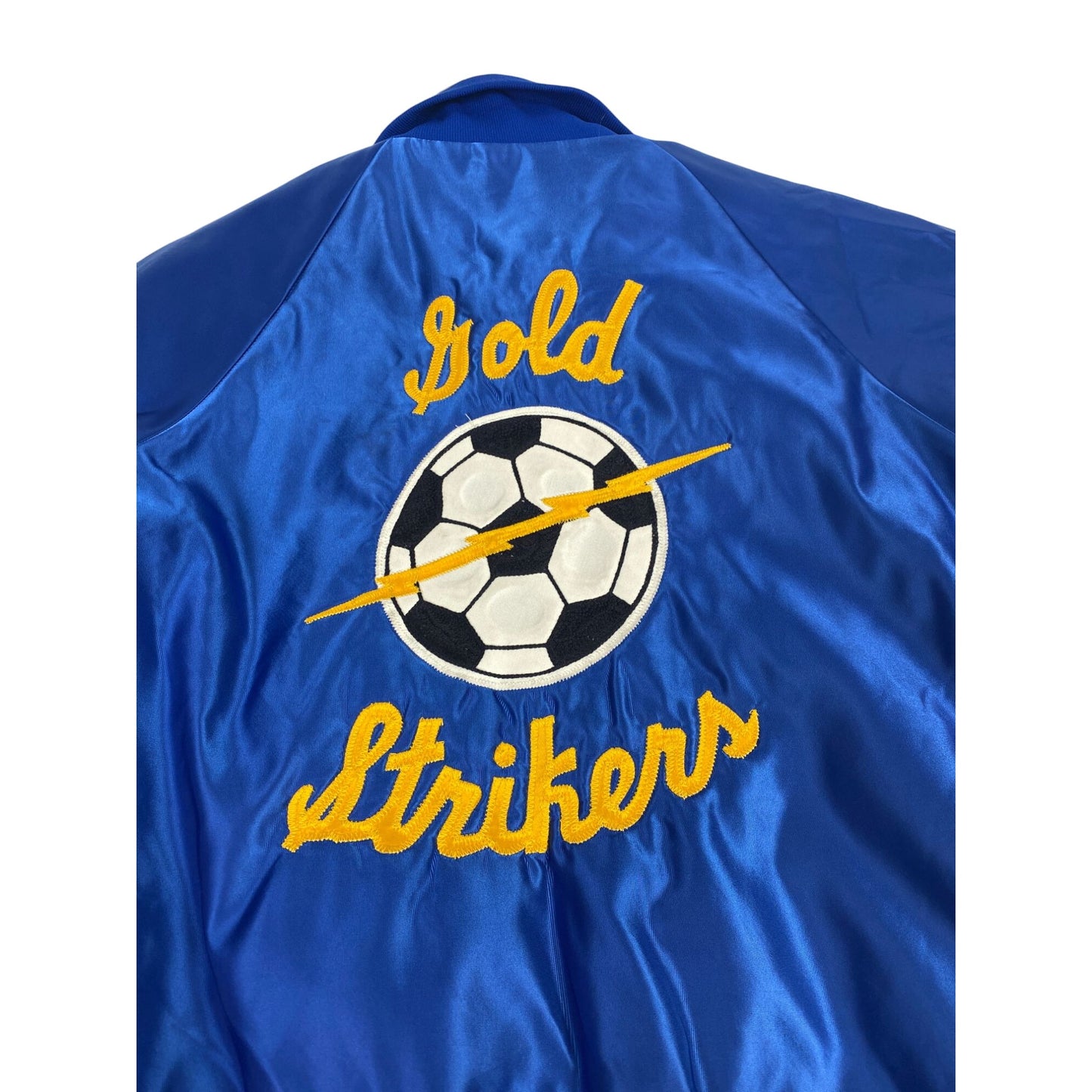 Blouson aviateur satiné Gold Strikers XL bleu et jaune Chris O Homme Large