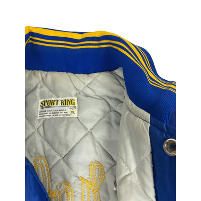 Blouson aviateur satiné Gold Strikers XL bleu et jaune Chris O Homme Large