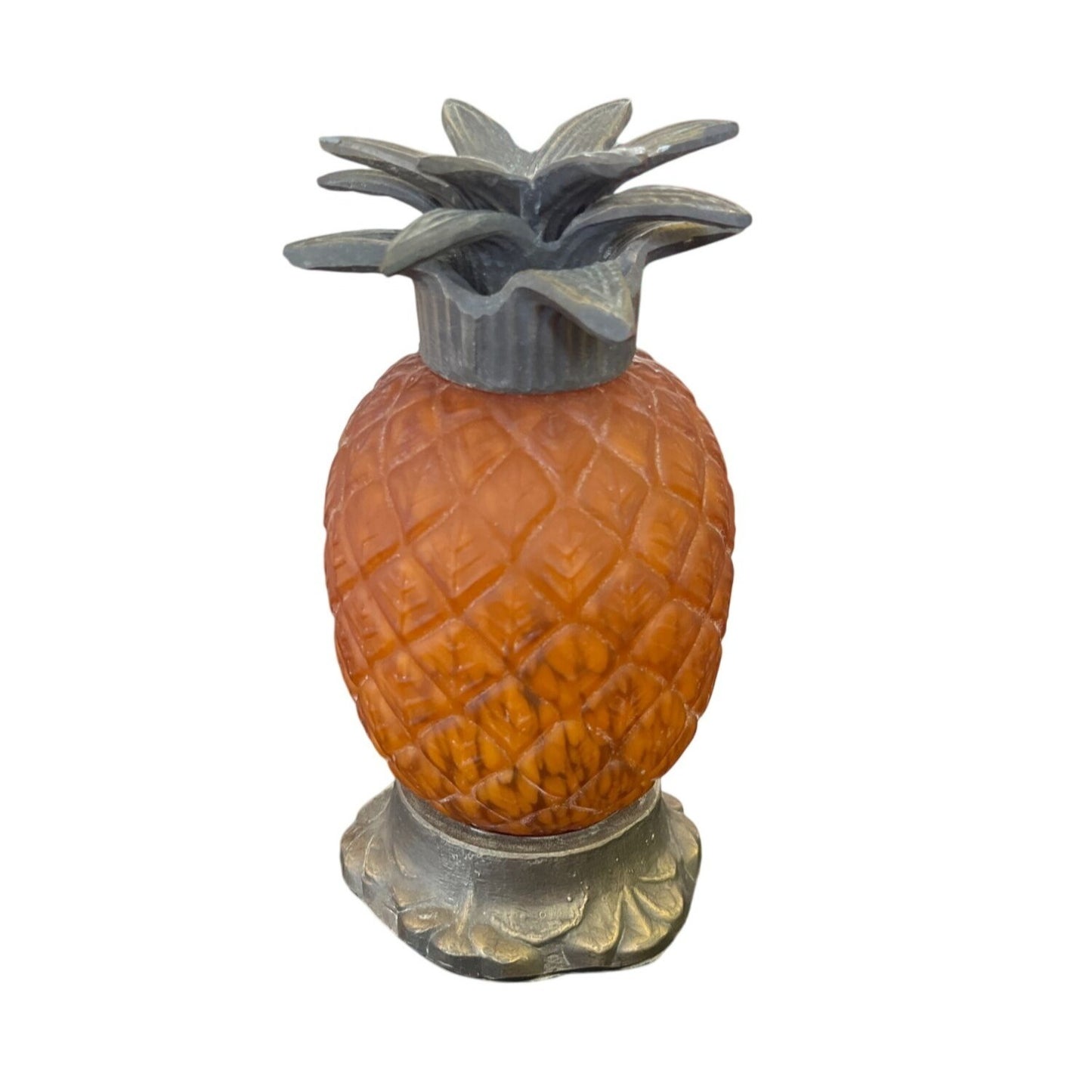 Vintage Veilleuse Ananas En Verre Et Métal