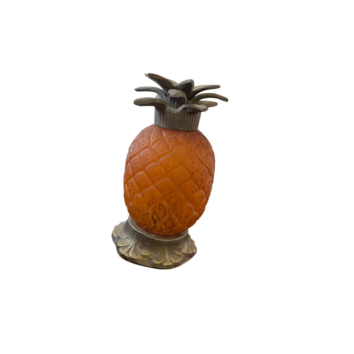 Vintage Veilleuse Ananas En Verre Et Métal