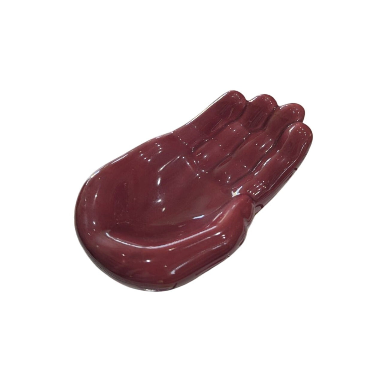 Hand-Shaped Ceramic Bowl Burgundy 15cm x 5cm Unique Decorative Accent