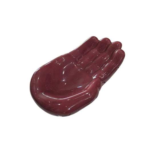 Hand-Shaped Ceramic Bowl Burgundy 15cm x 5cm Unique Decorative Accent