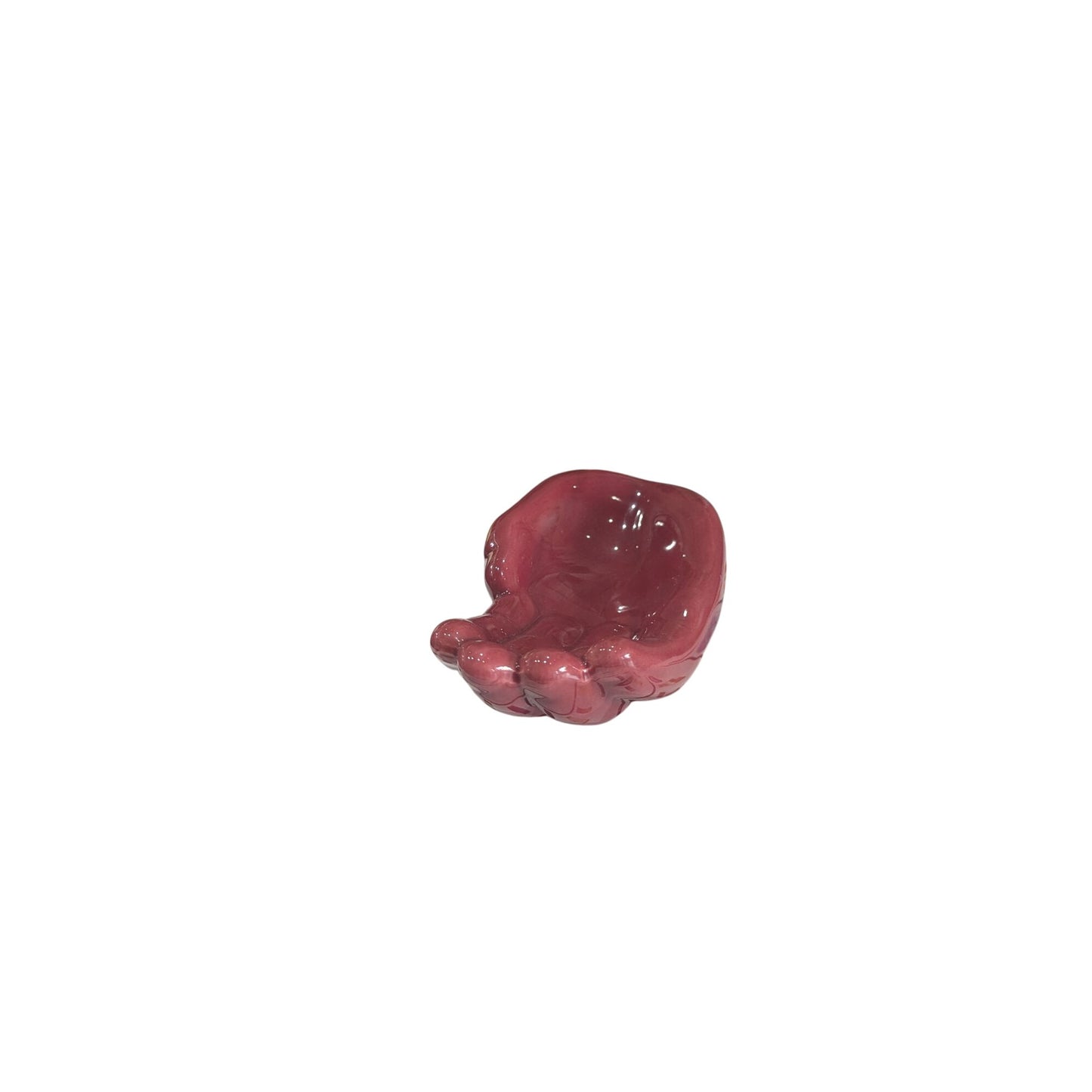 Hand-Shaped Ceramic Bowl Burgundy 15cm x 5cm Unique Decorative Accent