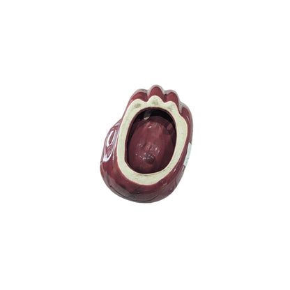 Hand-Shaped Ceramic Bowl Burgundy 15cm x 5cm Unique Decorative Accent