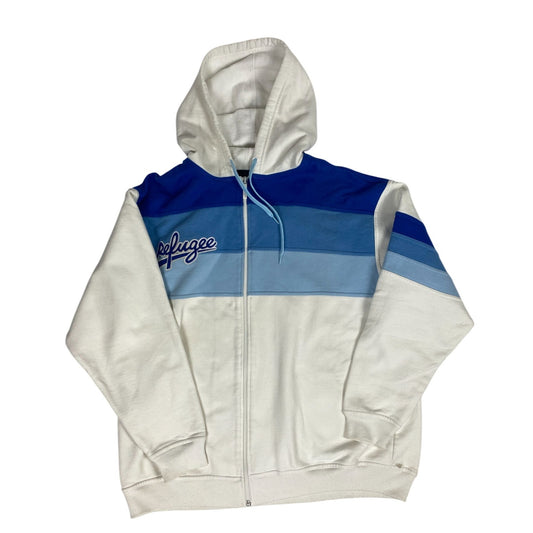 Sweat à capuche Refugee blanc et bleu colorblock L