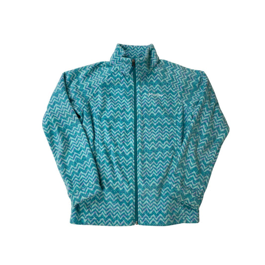 Columbia Zigzag Fleece Jacket Size L Soft Warm Turquoise & Purple