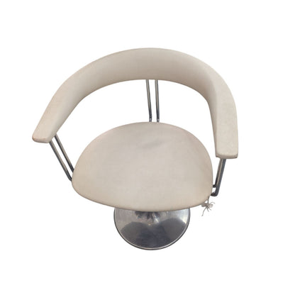 Chaise De Coiffure Vintage Avec Assise Ronde 46cm & Base Chromée Pivotante Hauteur 78cm Profondeur 59cm