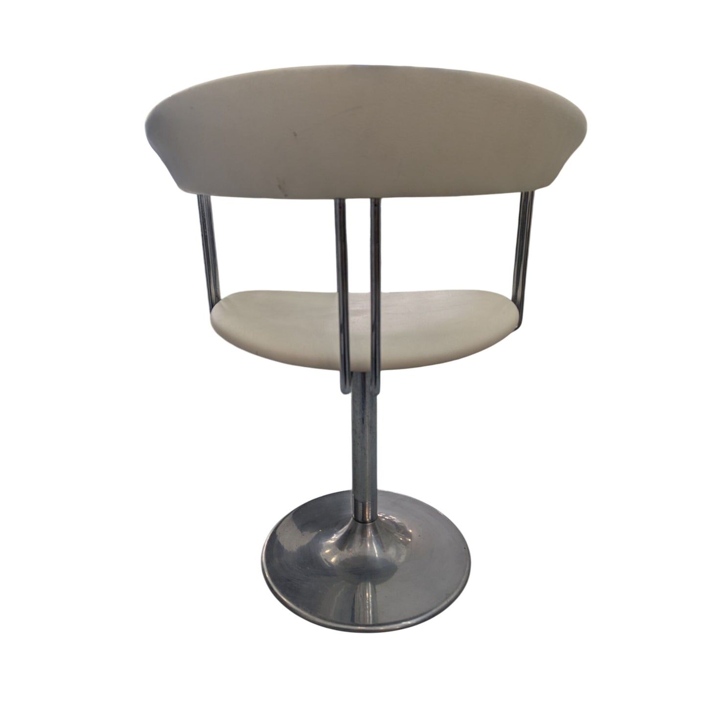 Chaise De Coiffure Vintage Avec Assise Ronde 46cm & Base Chromée Pivotante Hauteur 78cm Profondeur 59cm