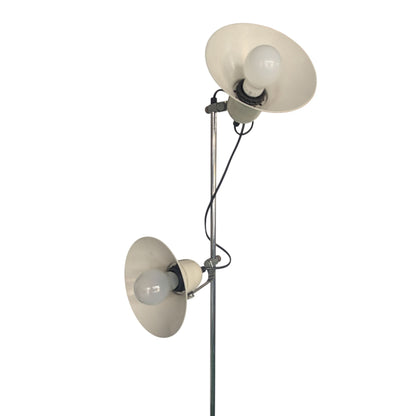 Lampe vintage Sur Pied Métal 2 Abat-Jours Réglables Blanc & Chrome Moderne Hauteur 160cm
