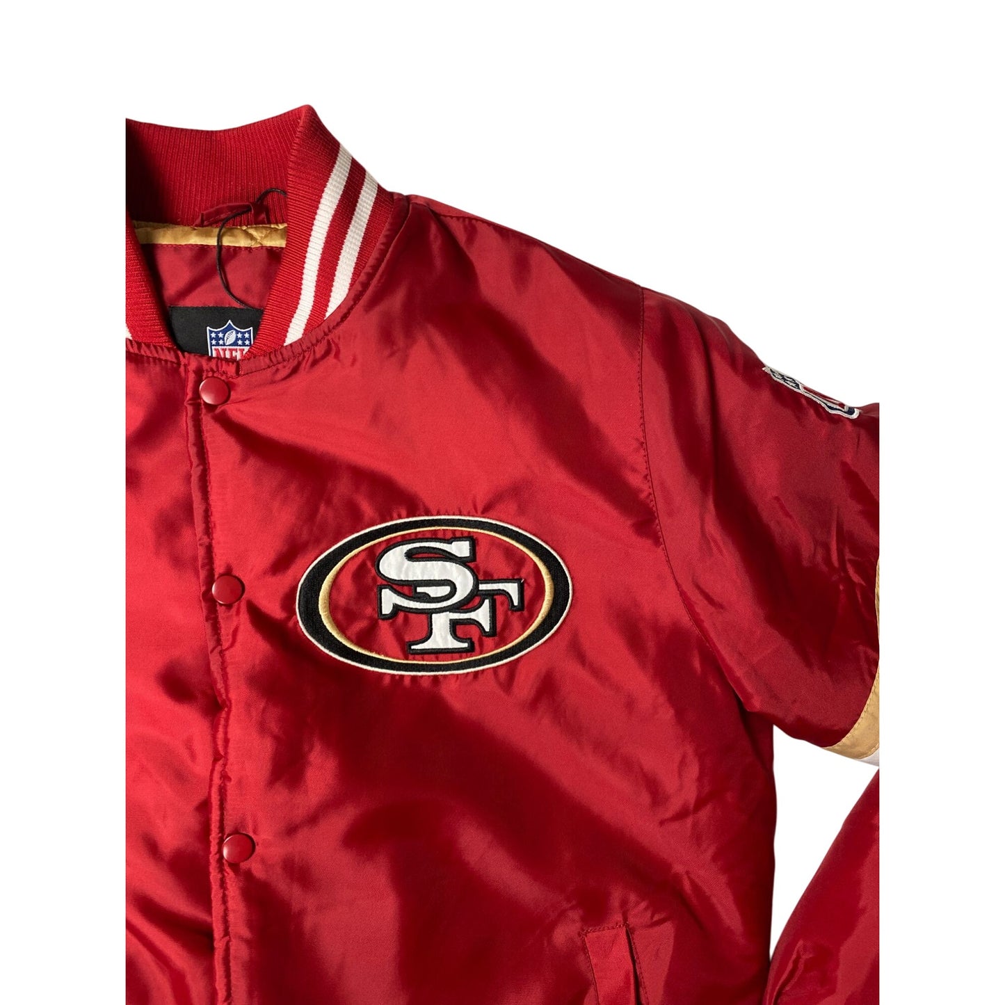 Veste en satin rouge NFL Team Apparel des 49ers, taille M