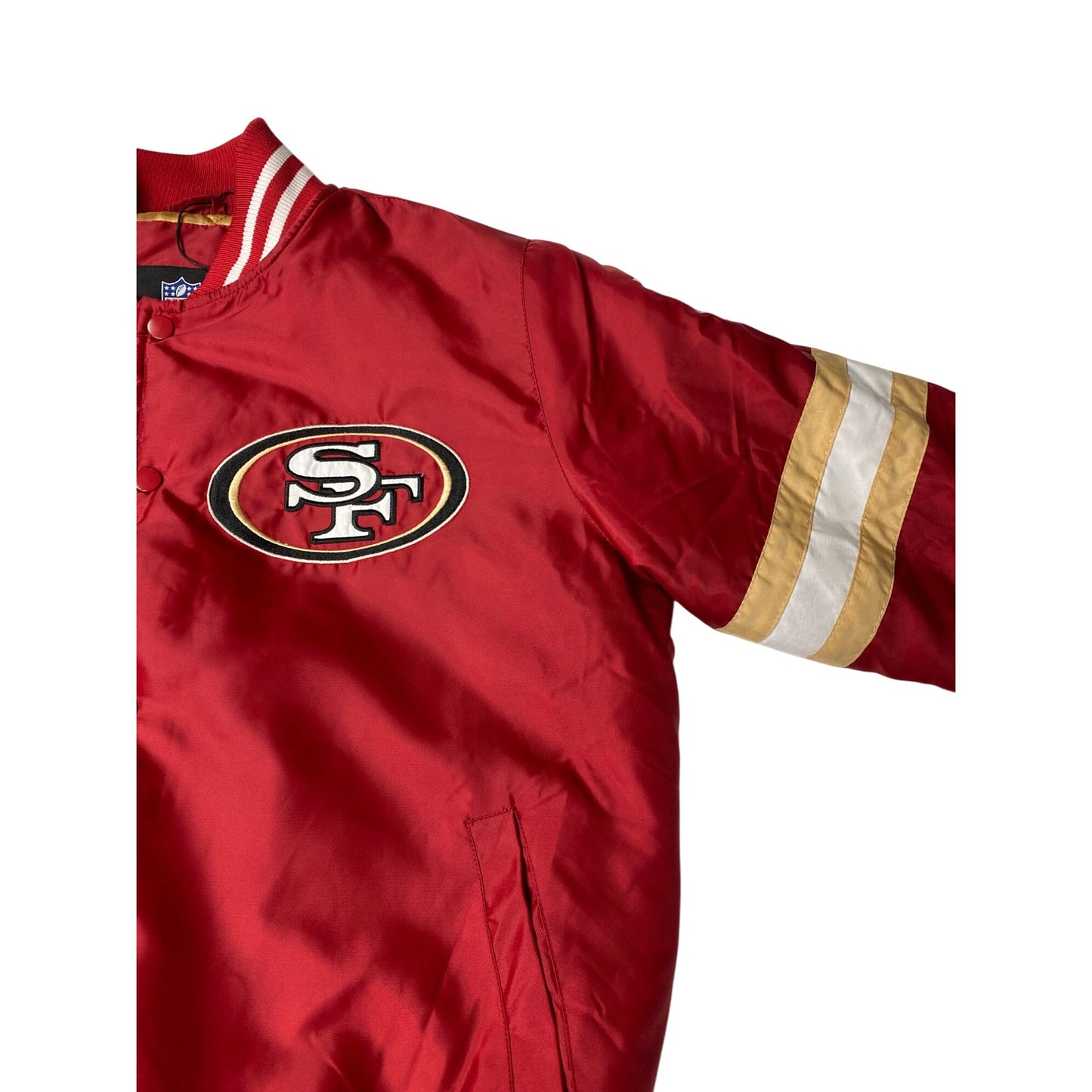 Veste en satin rouge NFL Team Apparel des 49ers, taille M
