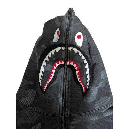 A Bathing Ape Shark Hoodie Camo Motif Full Zip 2XL Noir & Gris