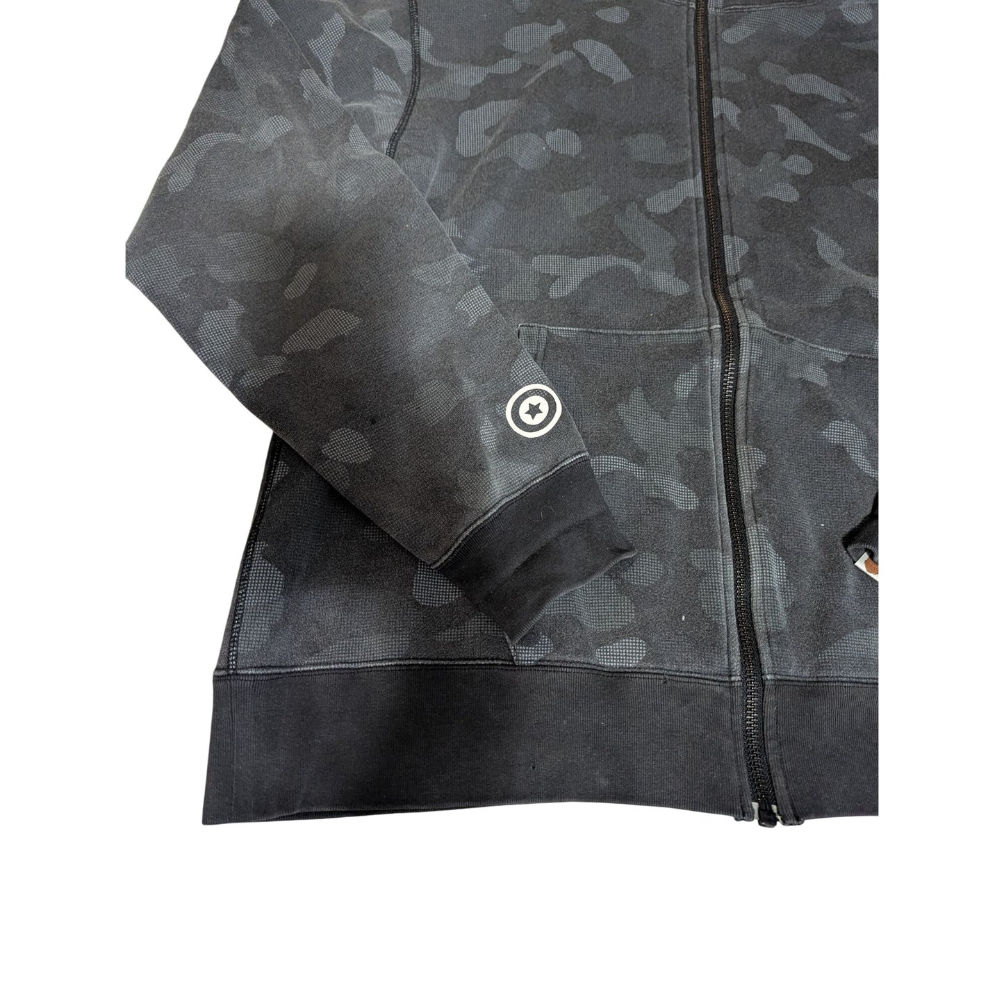 A Bathing Ape Shark Hoodie Camo Motif Full Zip 2XL Noir & Gris