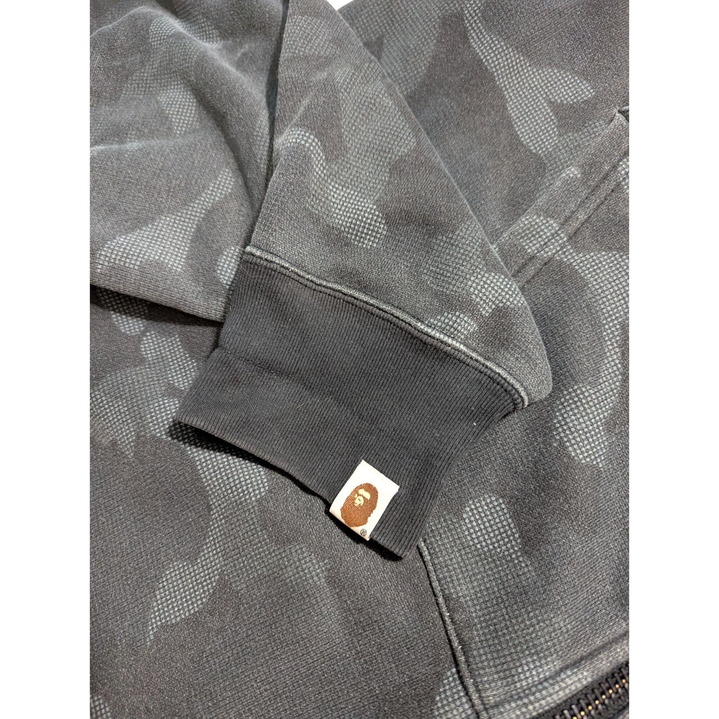 A Bathing Ape Shark Hoodie Camo Motif Full Zip 2XL Noir & Gris