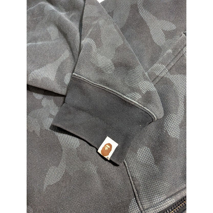 A Bathing Ape Shark Hoodie Camo Motif Full Zip 2XL Noir & Gris